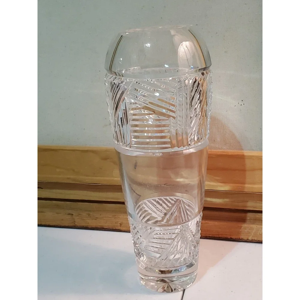 Vase By Villeroy & Boch Lead Crystal Cut Glass Geometric Pattern Heavy 9